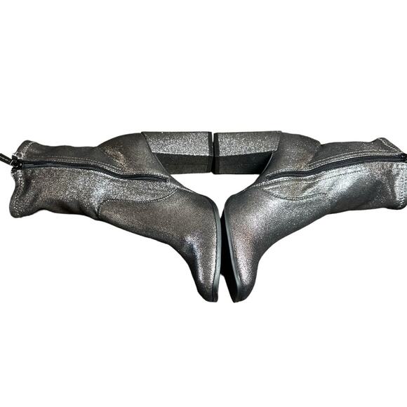 Kenneth Cole Jax Block Heel Stretch Shaft Booties  Shimmery Pewter NEW  Size 7.5 - Picture 8 of 11